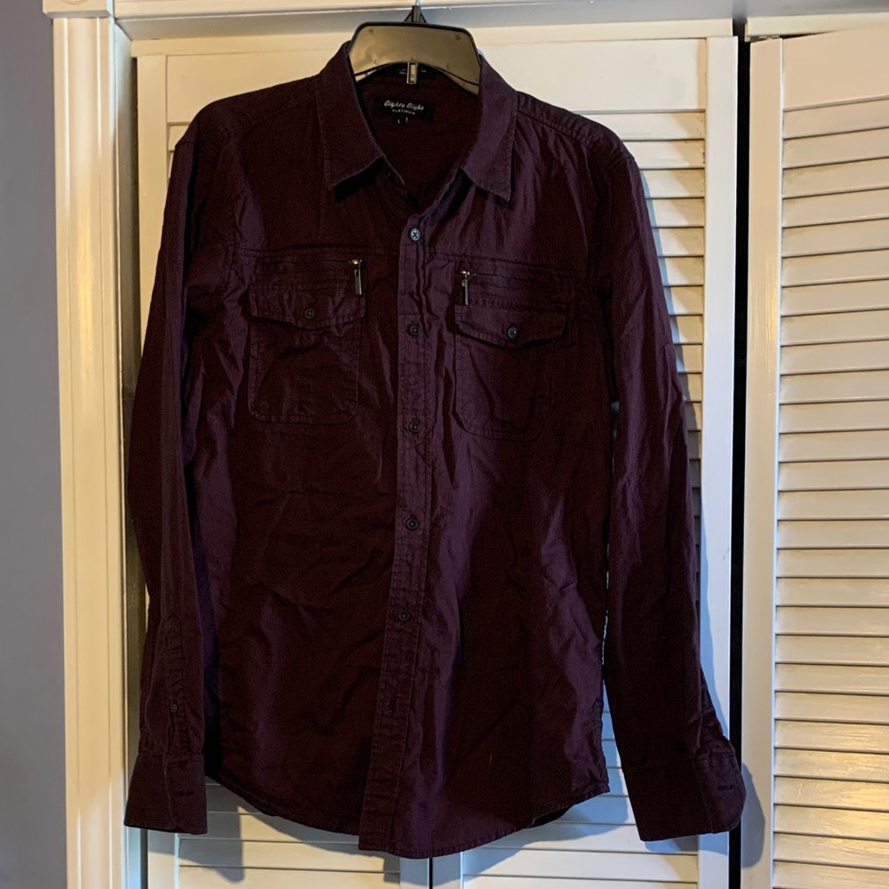 Eighty Eight Men's Casual Button Down Shirt - Dark Purple